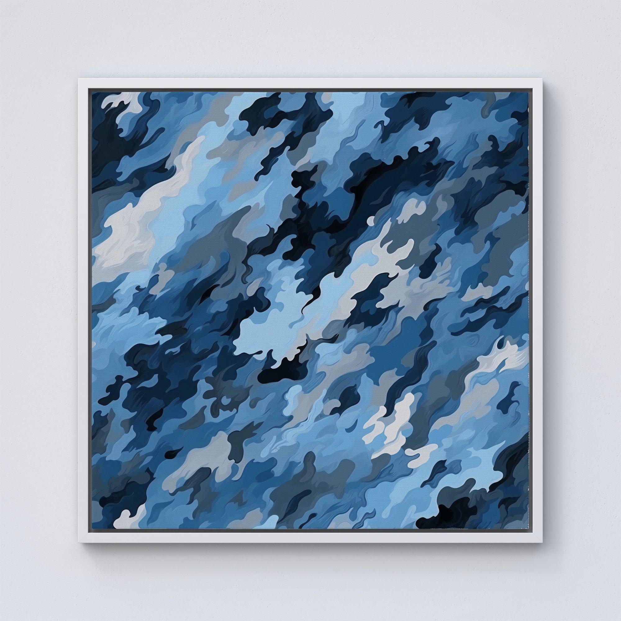 Blue And Grey Canvas Brushstrokes Framed Canvas